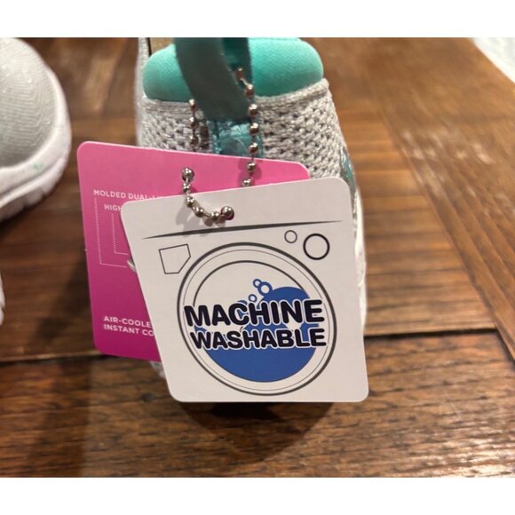 Kids' Skechers Air-Cooled Memory Foam Slip-On Shoes Sparkly Gray Size 13 - Picture 7 of 11